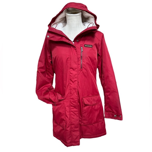 Columbia Jackets & Blazers - Columbia Womens Red Suttle Mountain Long Insulated Water-Resistant Jacket Sz M
